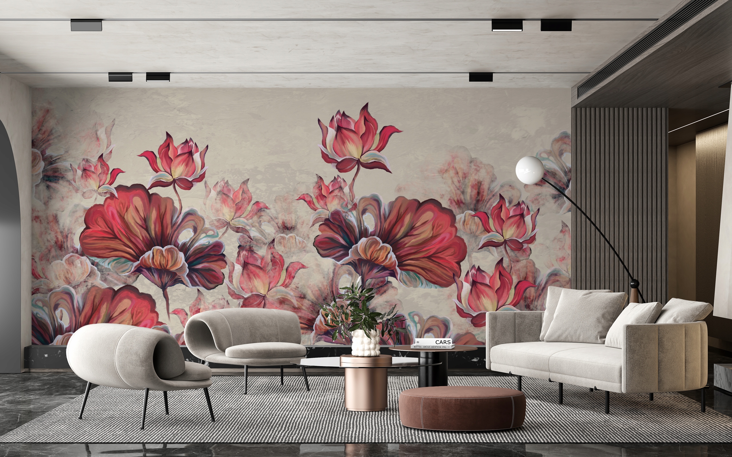 Fototapeta Červené květy 200x255, struktura 350 g