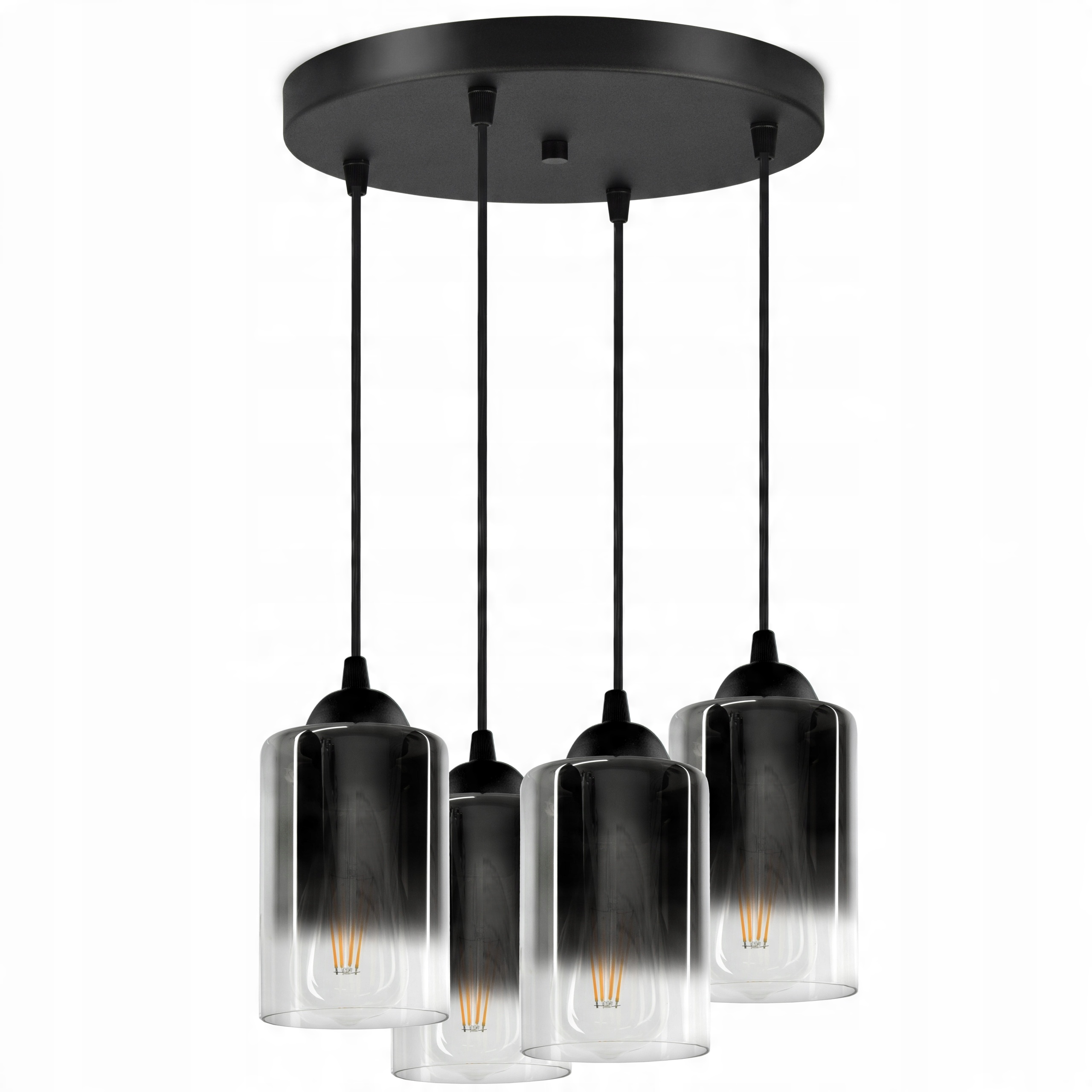 

Lampa Wisząca Cztery Tuby Grafitowe Transparentne