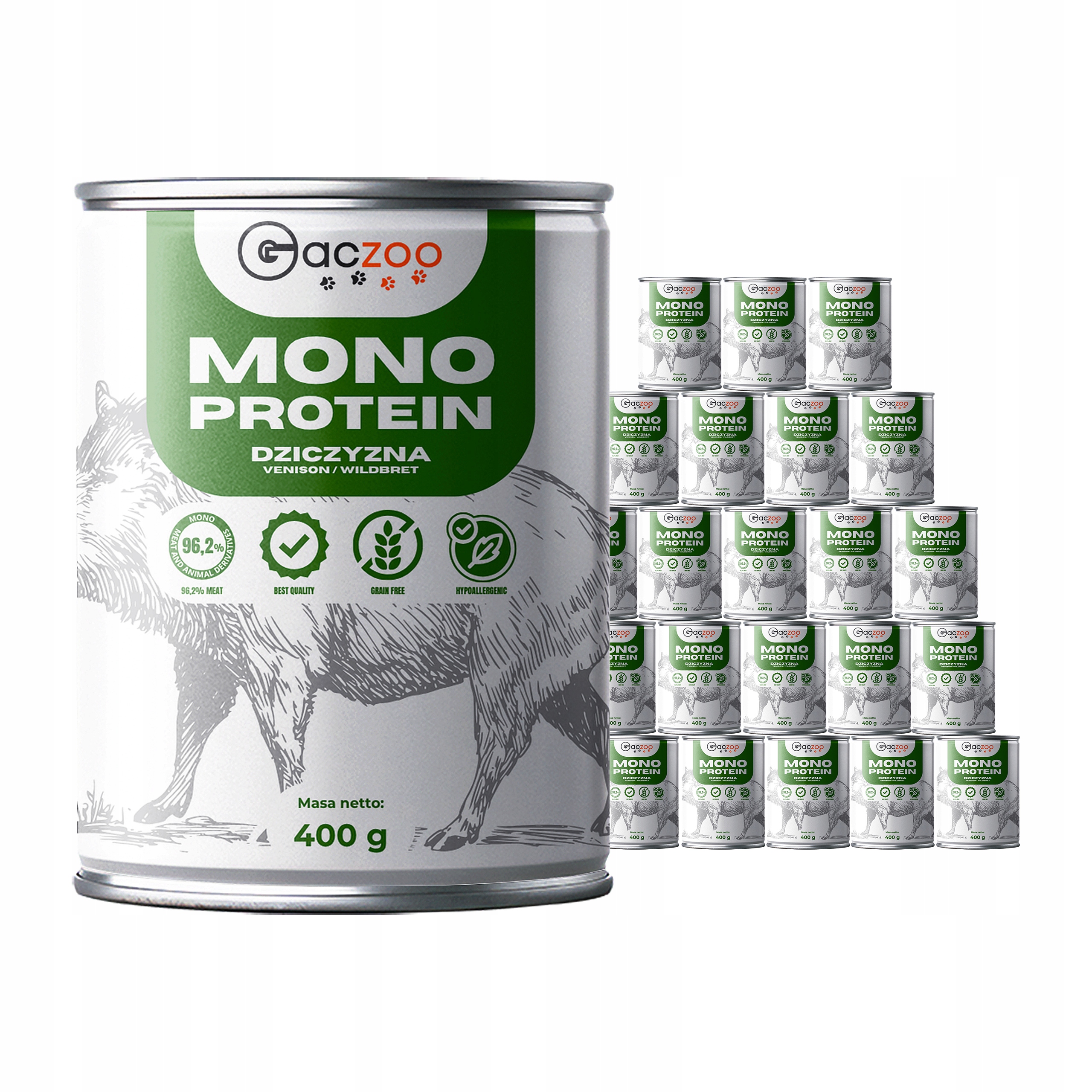 Krmivo pro psy Gaczoo Mono Protein Divočák 24 x 400 g, hypoalergenní