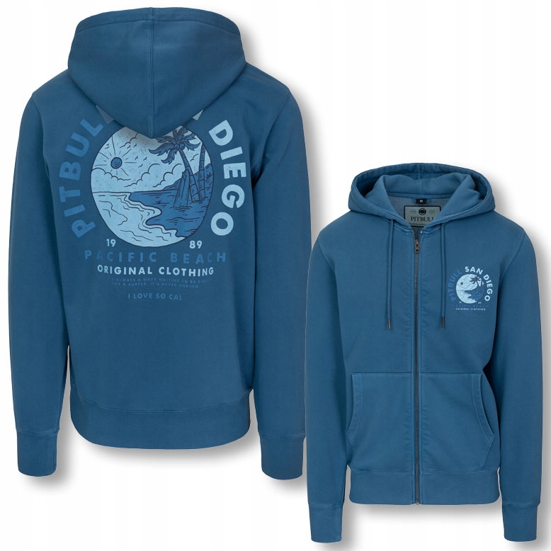 Męska Bluza rozpinana z kapturem Pitbull Bawełniana Washed Planet Surf