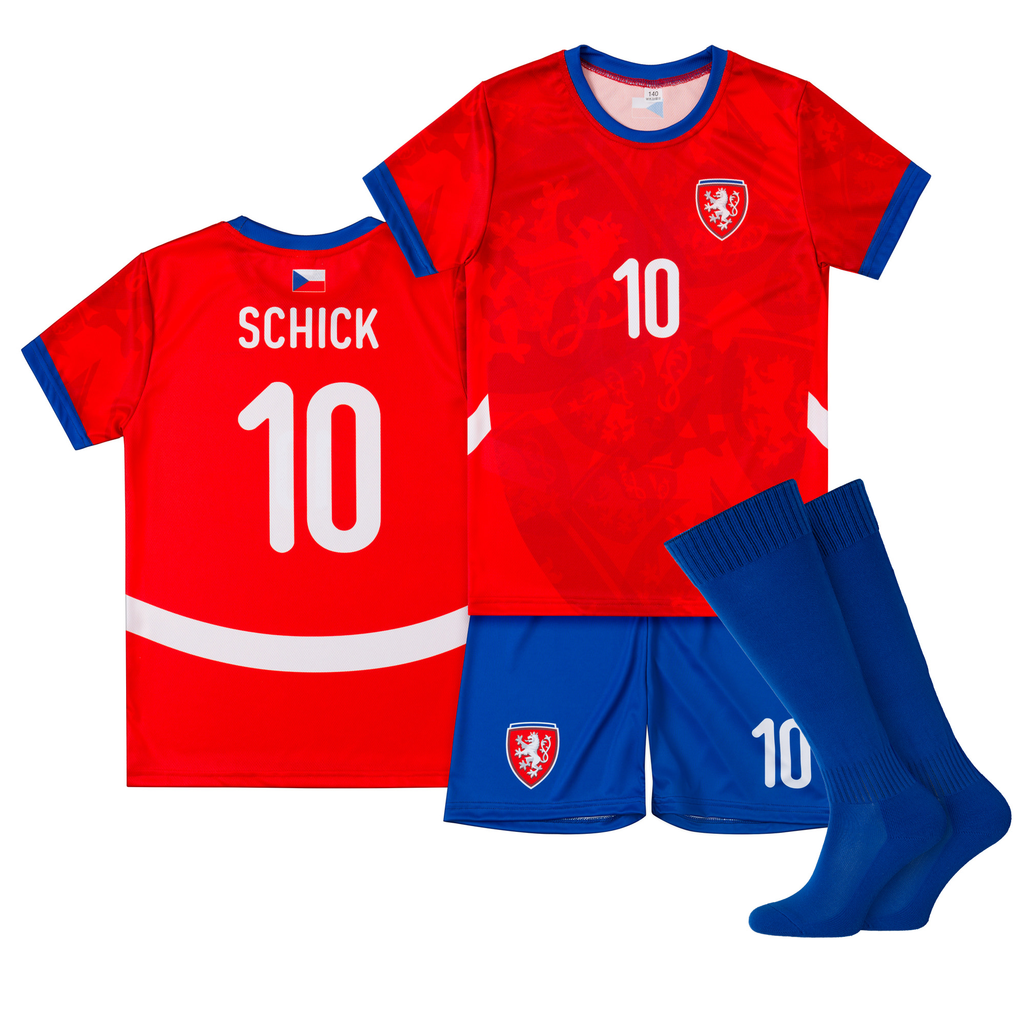 Strój komplet piłkarski getry Schick Czechy 10 rozm. 134