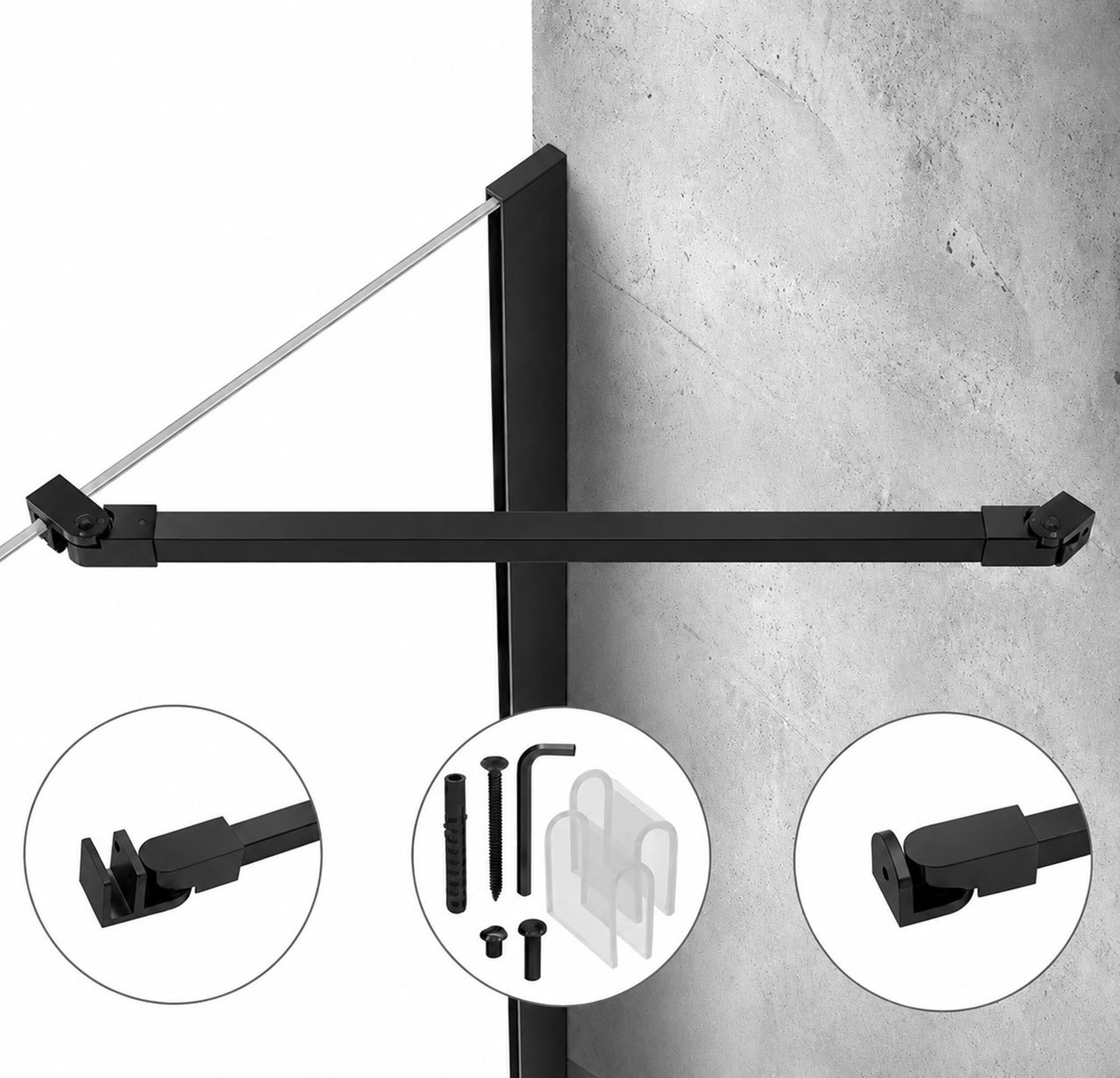Stabilizator Wspornik Do Kabiny Prysznicowej Ścianki Szyby Regulowany 120CM
