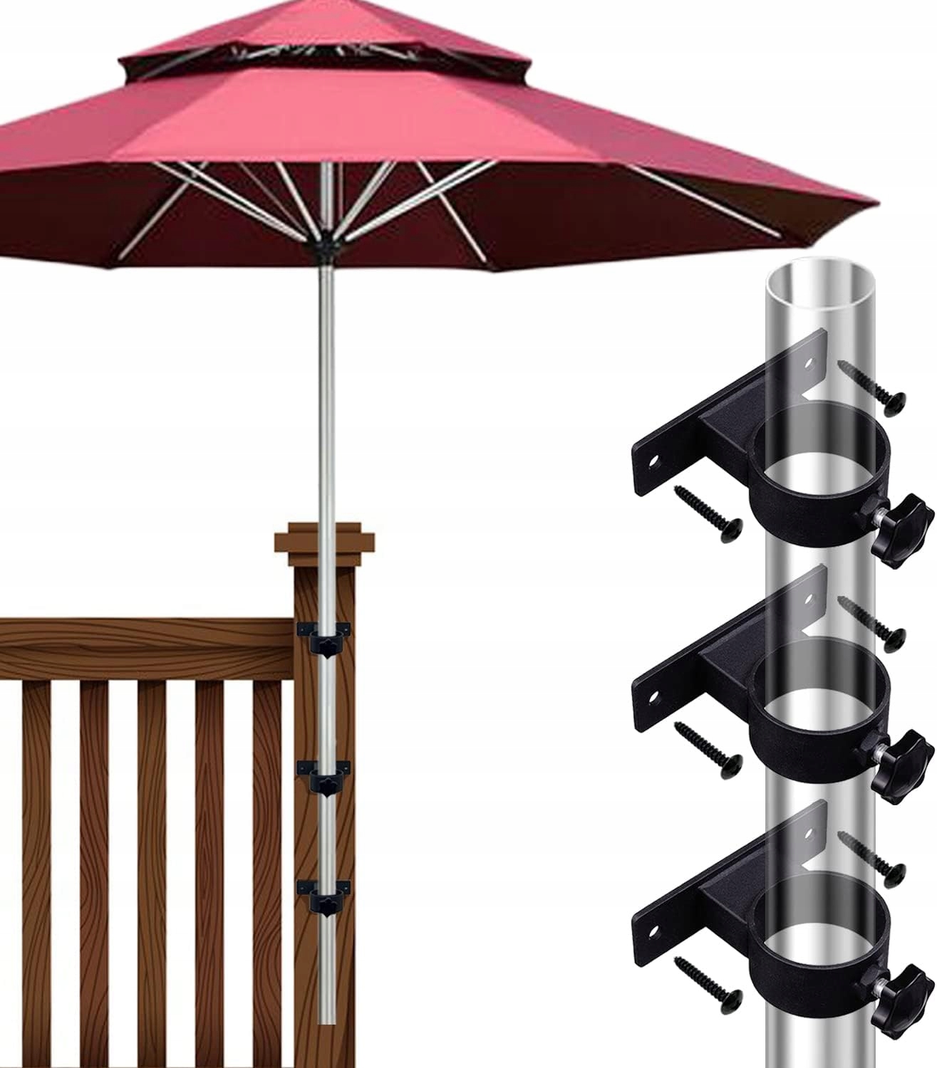 Vanroug Upínací držák na deštník, vnější držák na deštník, 3 kusy