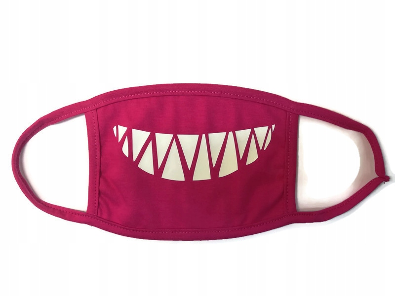 MASKA BAWEŁNIANA DZIECIĘCA KŁY RÓŻOWA ZĘBY MAŁA PL