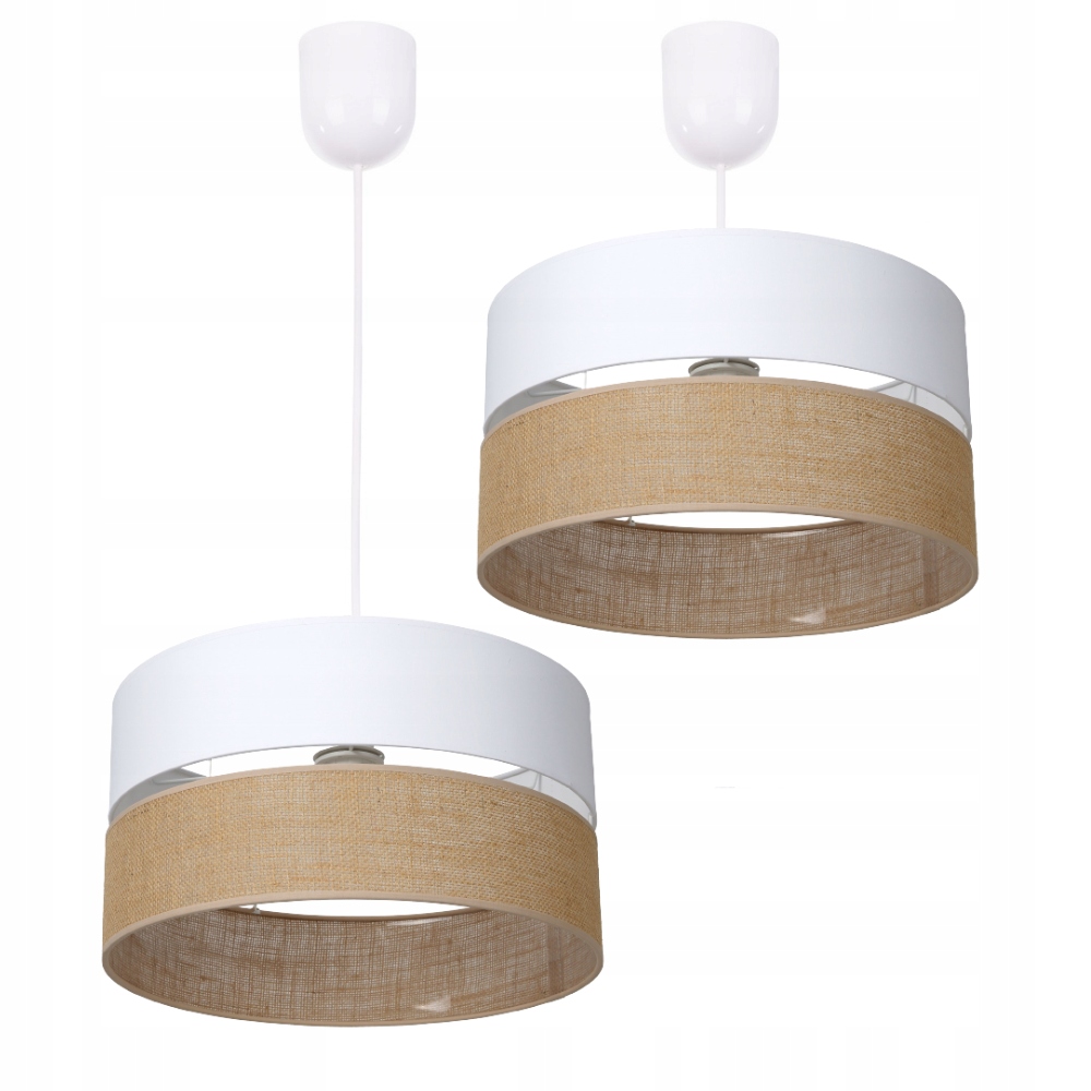 

Lampa Wisząca Abażur Jutowa 40 CM Duo Biała Zwis