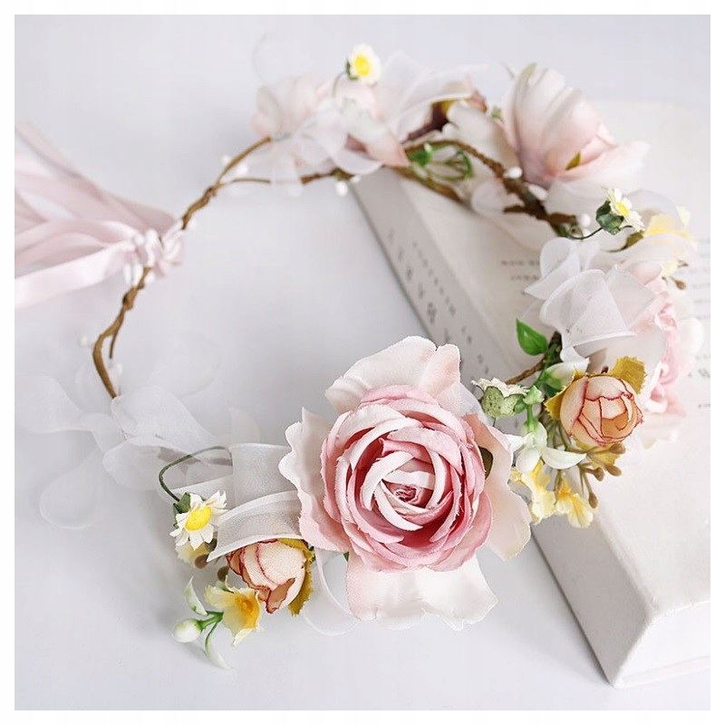 WIANEK NA GŁOWĘ OPASKA OZDOBA ŚLUB KOMUNIA KWIATY Kod producenta W114