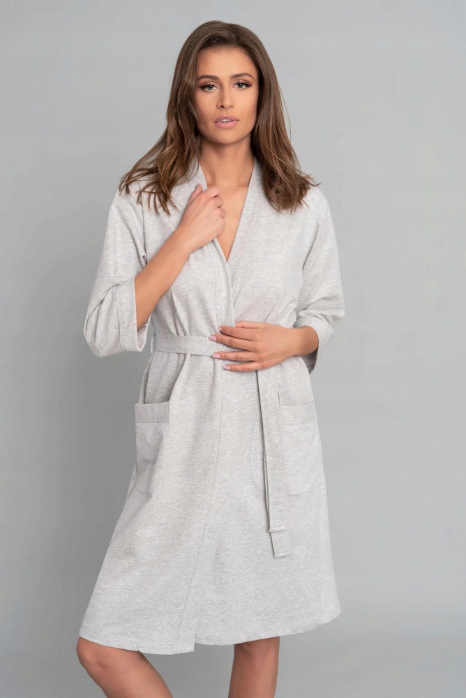 Bavlněný teplákový župan Italian Fashion Karla XL šedý