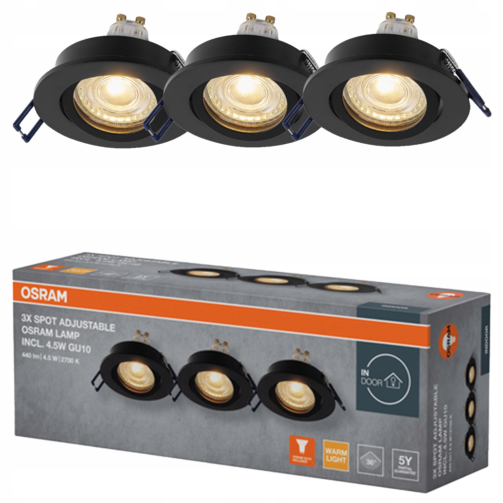 3x Podomítkové stropní svítidlo Halogenové Led Spot Pohyblivé GU10 4.5W 2700K