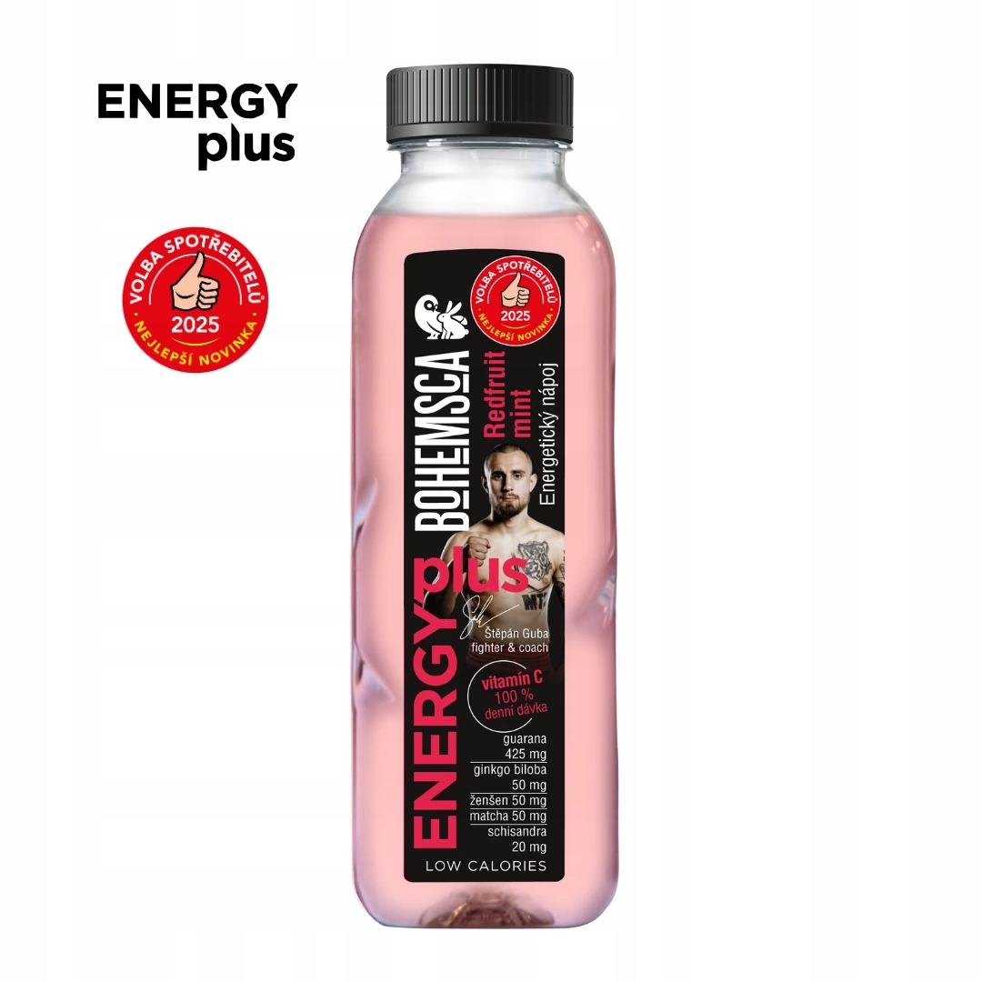 Levně Bohemsca Energy Plus energetický nápoj Redfruit Mint 12 ks