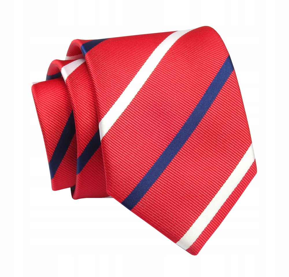

Czerwony Klasyczny Krawat w Paski 7cm Alties