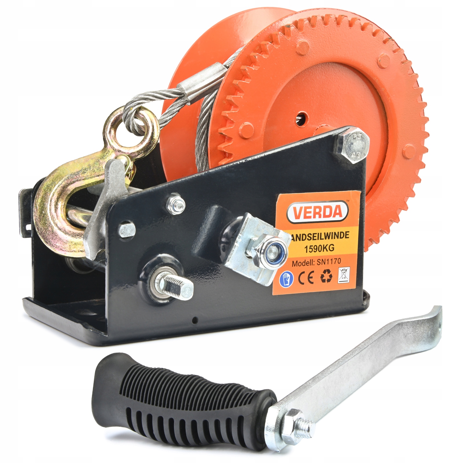 WYCIĄGARKA LINOWA KORBOWA WCIĄGARKA RĘCZNA NA KORBĘ 1588 kg + POKROWIEC Marka Verda