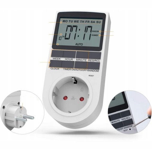 CYFROWY PROGRAMATOR CZASOWY GNIAZDKO, ELEKTRYCZNE WYJŚCIE TIMERA ZASILANIA Marka bez marki