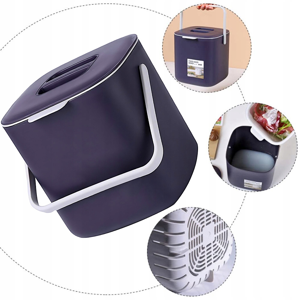 Levně Odpadkový Koš S Filtrovým Víkem A Rukojetí 4 L, Odolný A Trvanlivý