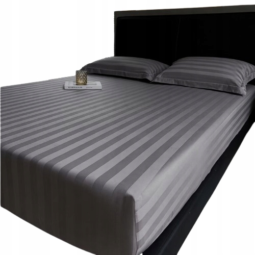 Luxusné Šedé Prestieradlo S Gumičkou 160x200 Bavlna Egyptské Pásy Glamour