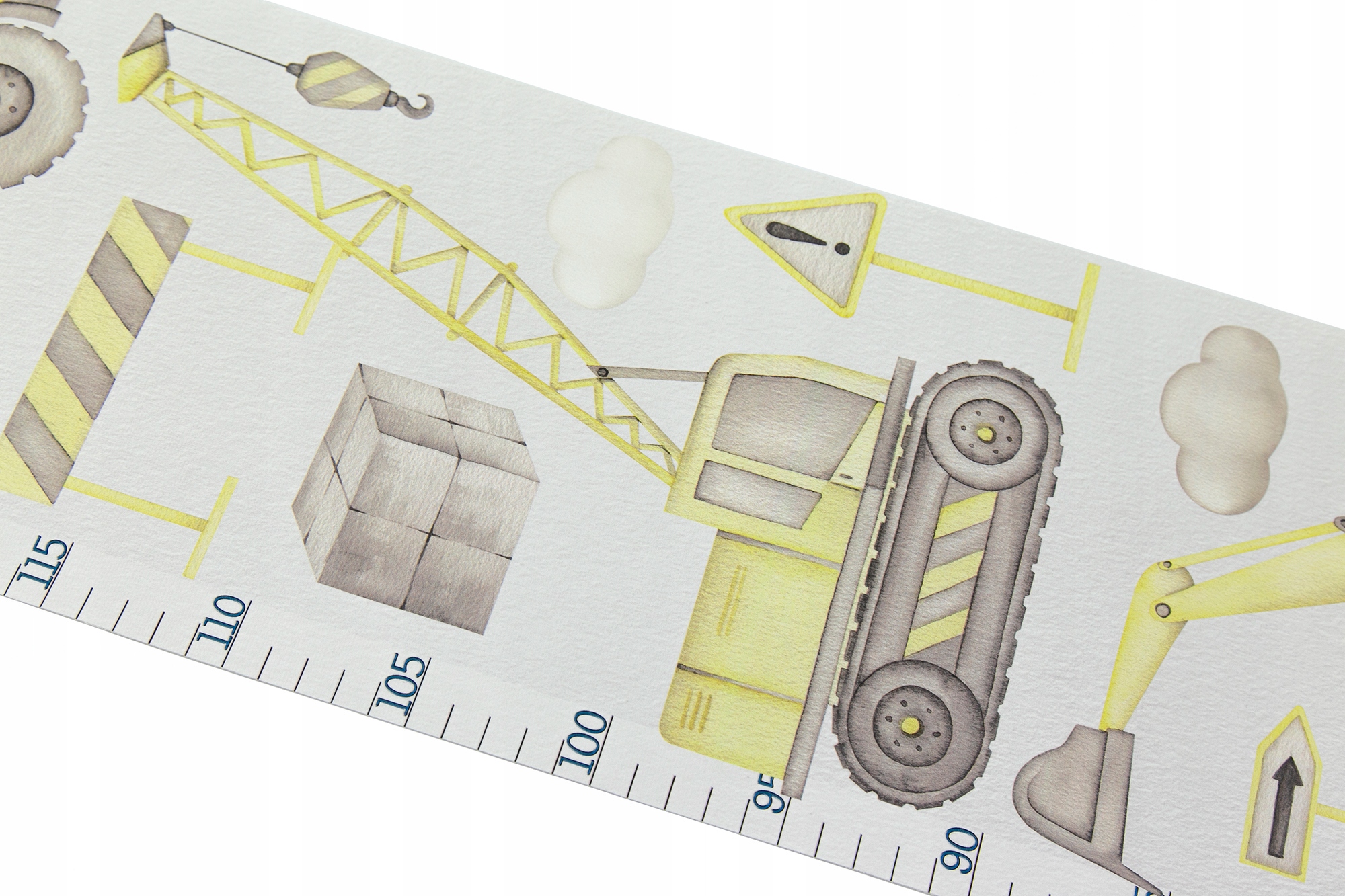 Miarka wzrostu dla dzieci na PŁÓTNIE Maszyny budowlane Kolor wielokolorowy