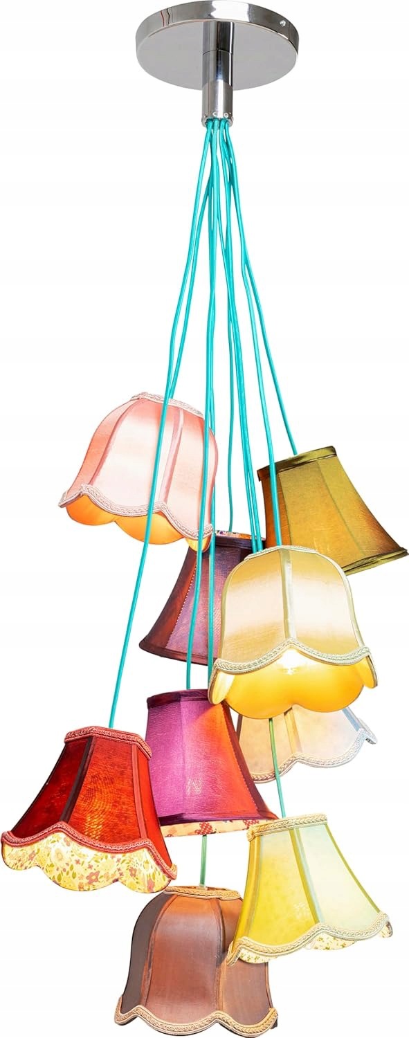 Závěsná lampa Design Saloon Flowers 9 stínítek 116 cm, vícebarevná