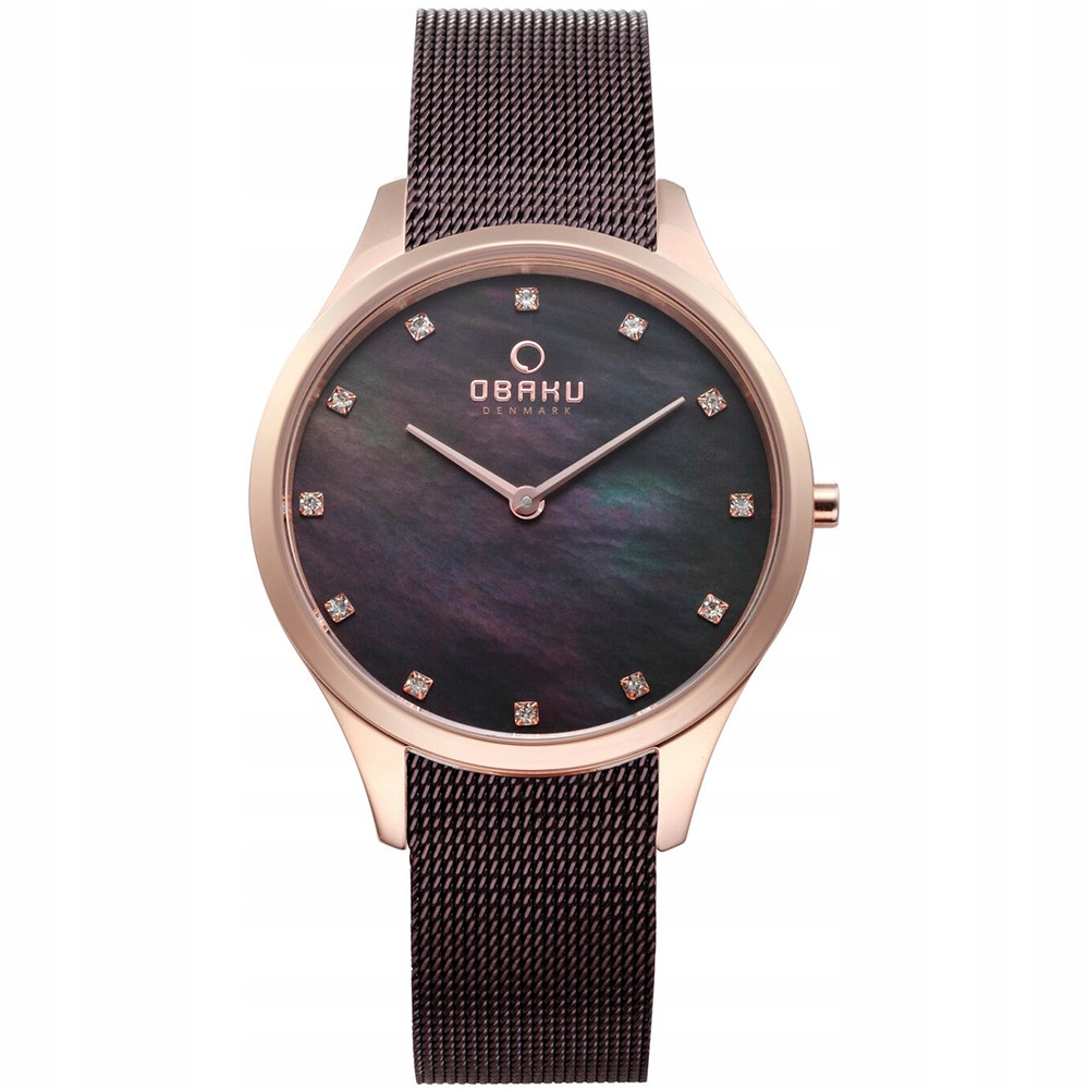 Dámské hodinky Obaku Denmark V217LXVNMN Zirkony, hnědé