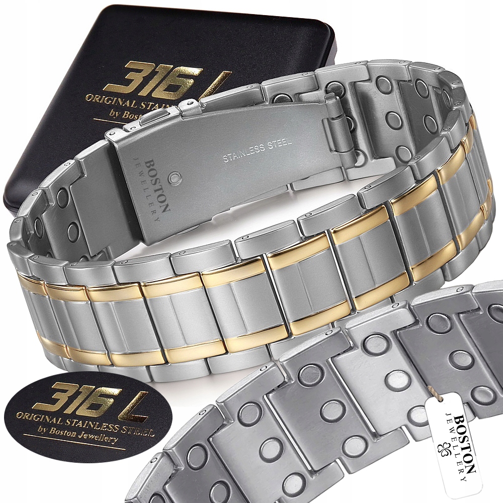 Silný Stříbrný Zdravotní Náramek Pánský Náramek Magnetický Masivní 21MM
