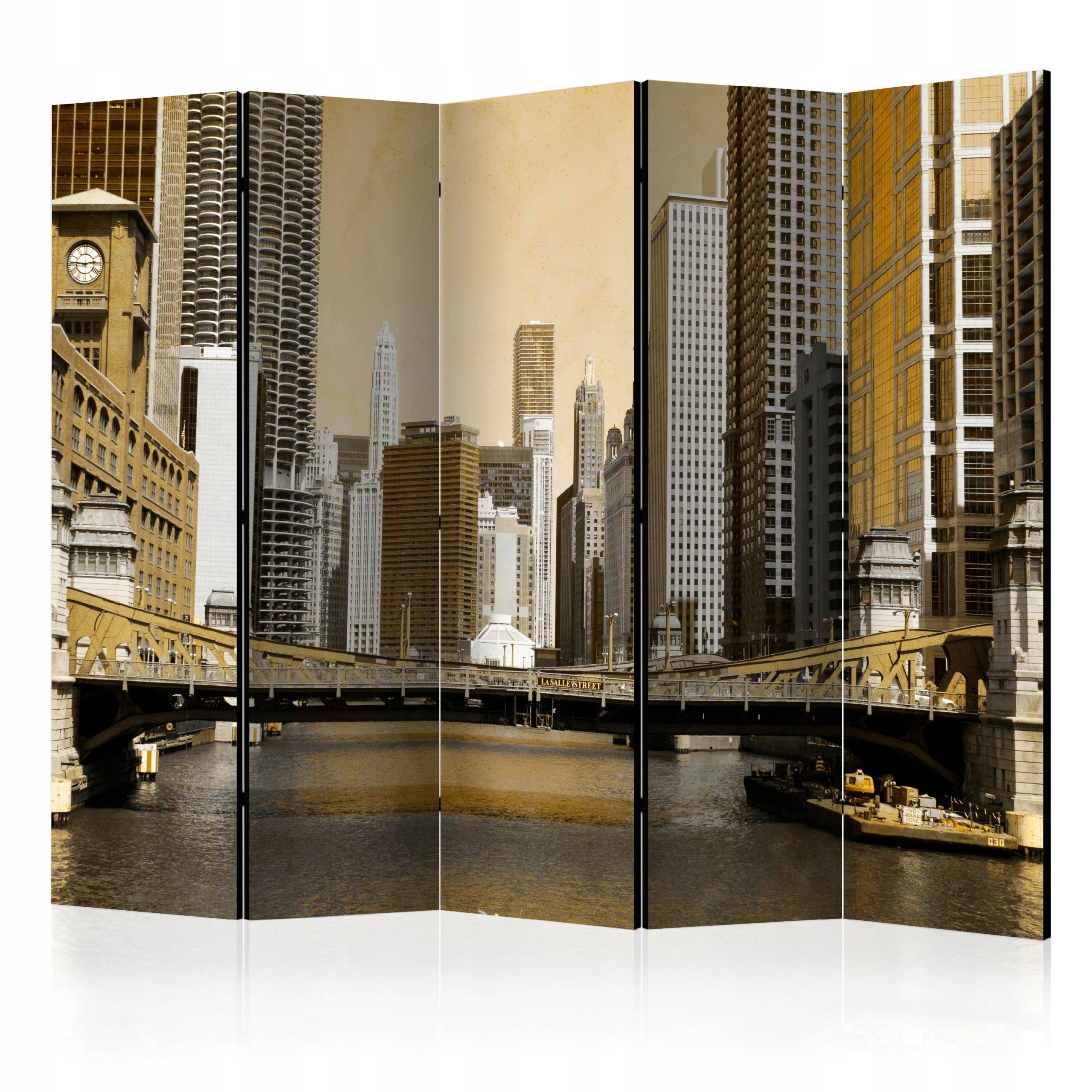Paraván Pokojový Oboustranný Přepážka Chicago Řeka Loft Kabinet 225x172