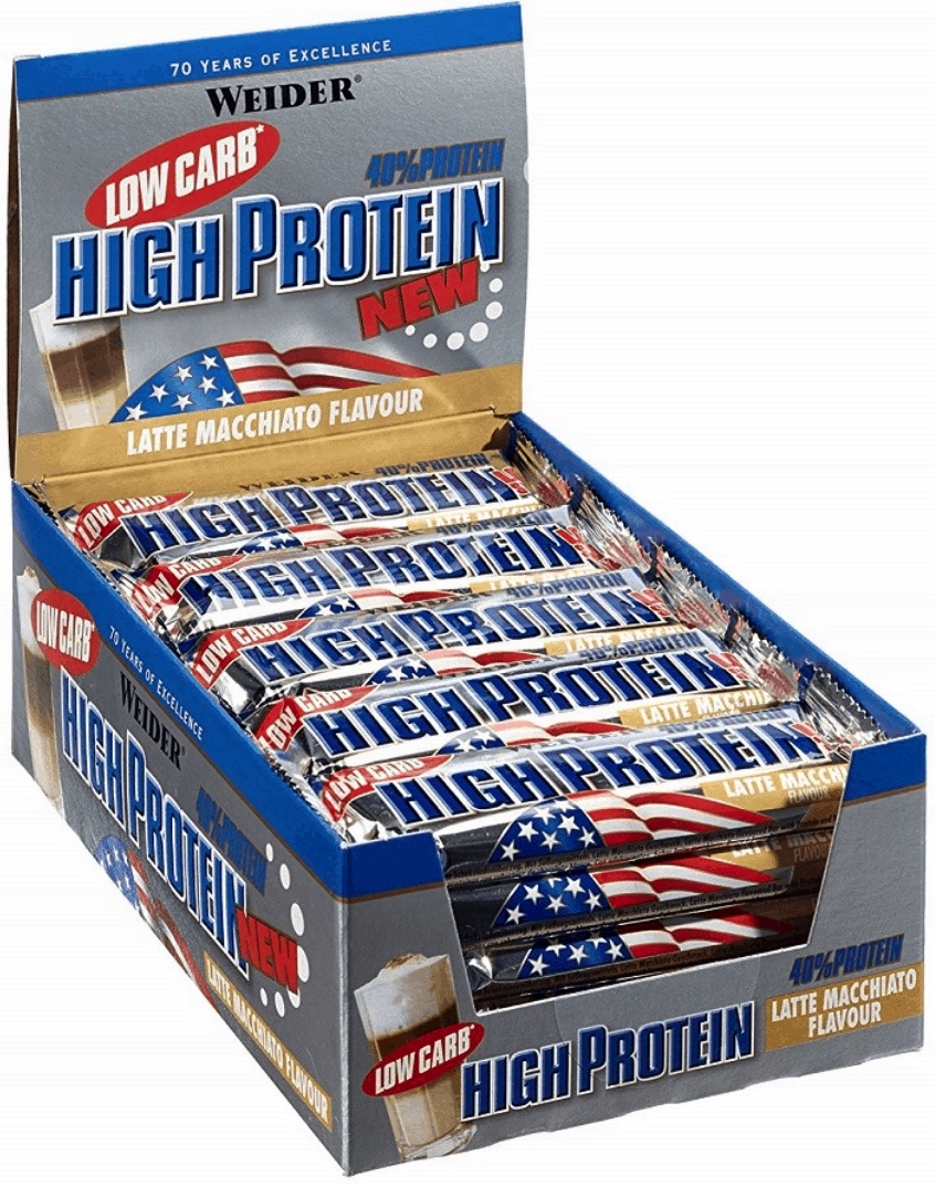Weider Low Carb High Protein Bar – Proteinová Tyčinka 24 x 50 g – Karamel
