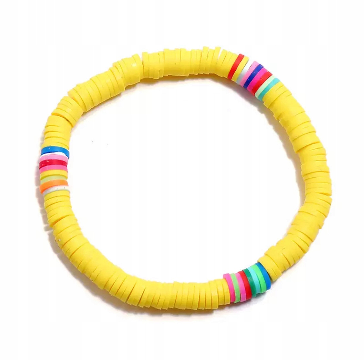 

Bransoletka surfer koraliki krążki boho fimo żółta