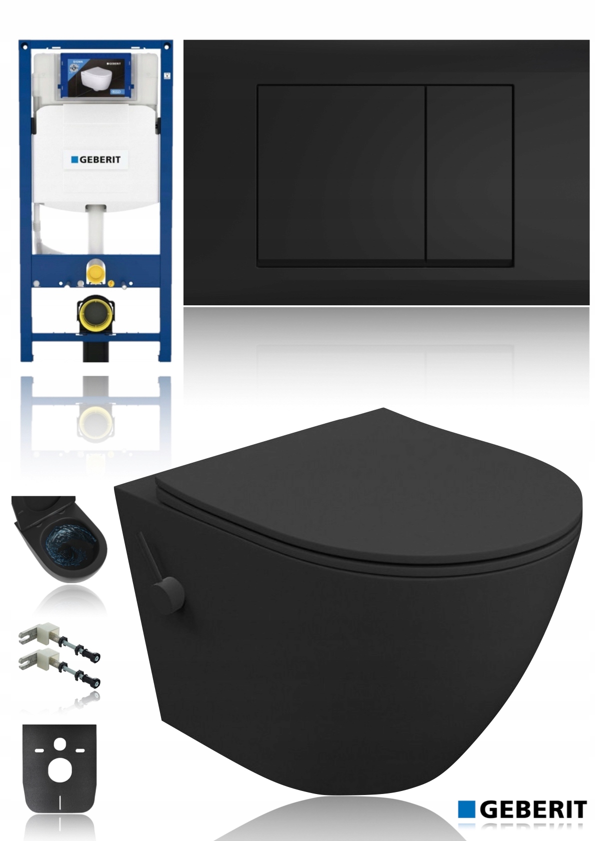 Geberit Stelaż Sigma 111.320.00.6 Wc miska czarna wirowa bidet Czarny Mat