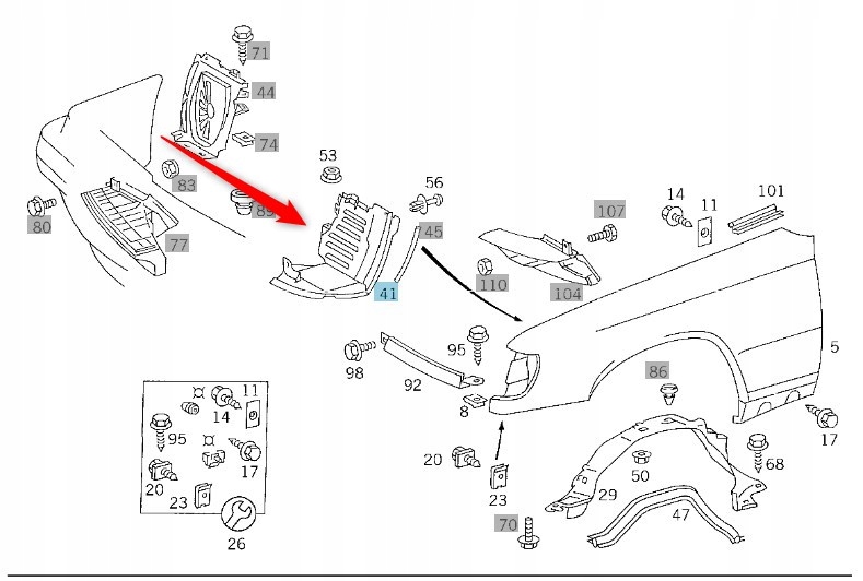 

Nadkole Przód Mercedes W124 Narożnik A1248840435