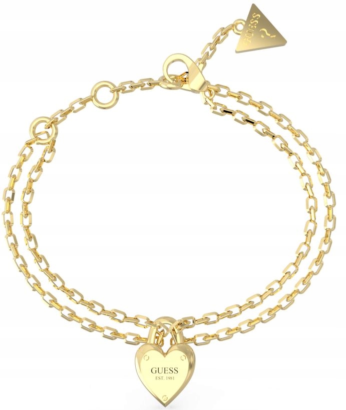 Módní Dámský Náramek Guess All You Need Is Love Zlatý S Visacím Srdcem