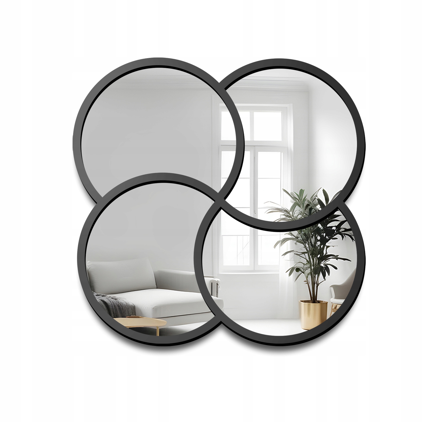 Zrcadlo Miro v černém rámu Mdf 140x140, nástěnné