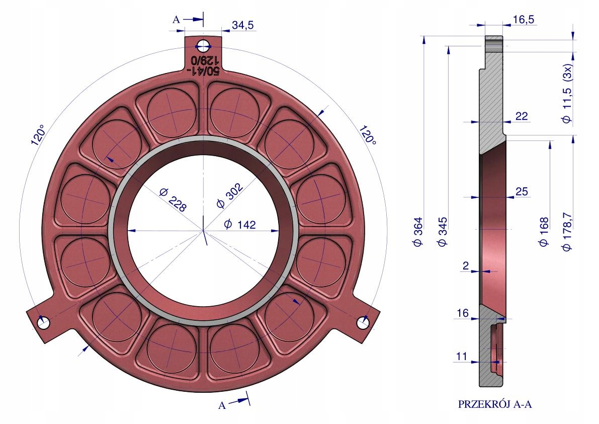 Tarcza dociskowa II stopnia C-330/360 ORYGINAŁ URSUS Numer katalogowy części R. 50411290U