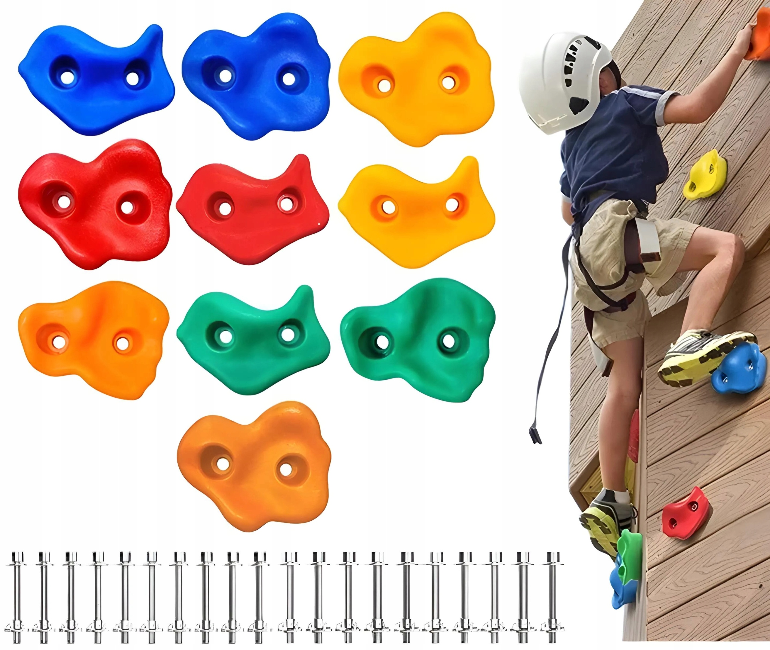 UCHWYTY DO WSPINACZKI KAMIENIE WSPINACZKOWE ZESTAW 10szt + ŚRUBY