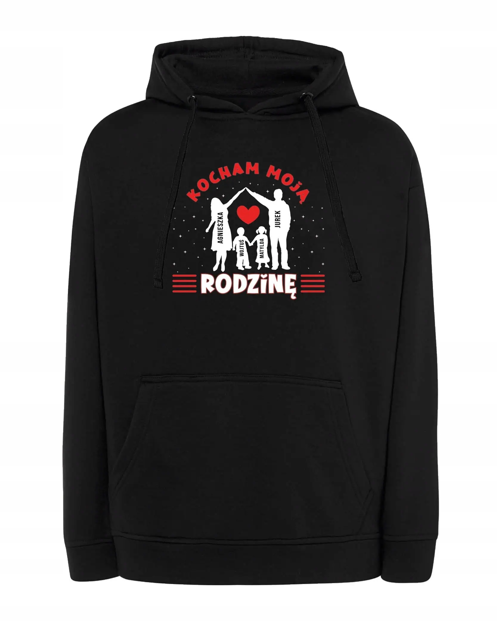 Mikina s kapucí Miluji rodinu Černá L