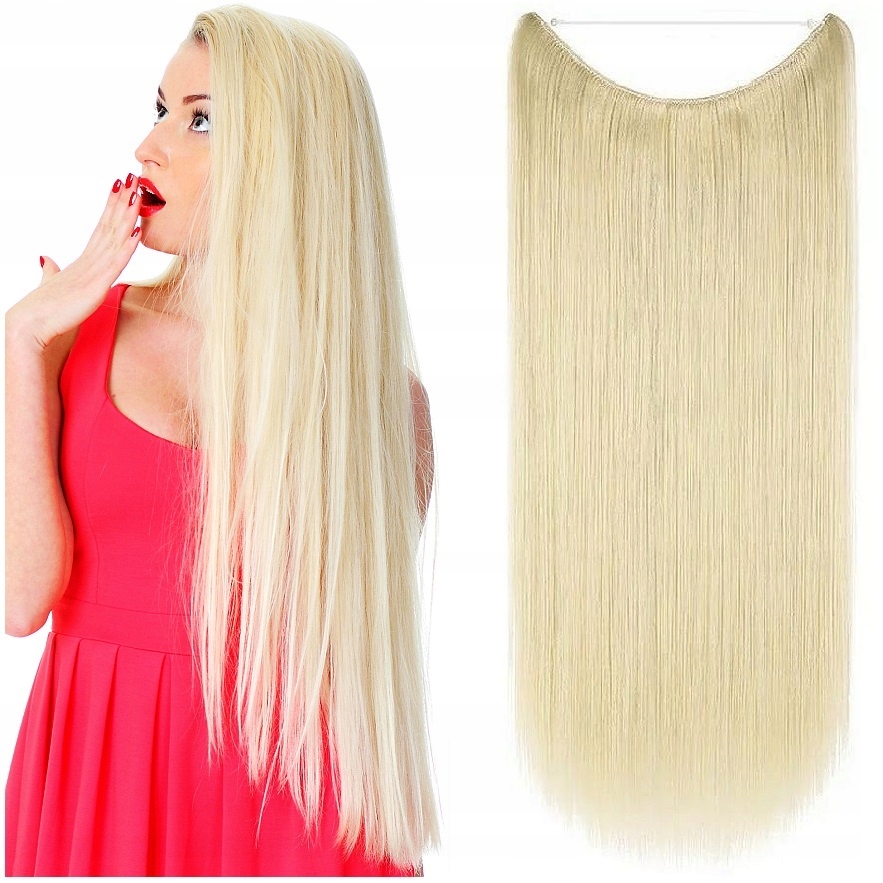 Flip-in Přírodní Vlasy Na Vlasci Bez Sponek 50 CM velmi světlý blond 613