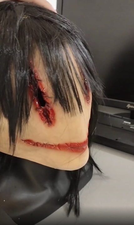 STRASZNA MASKA HALOWEEN NA TWARZ HORROR UŚMIECH Marka inny