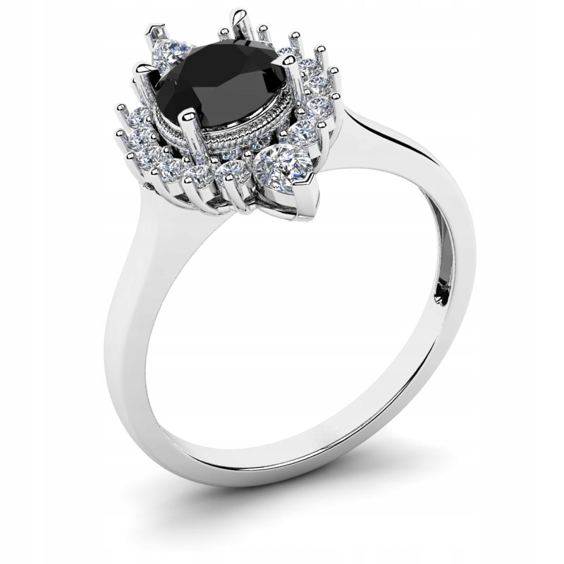 

Pierścionek Z Białego Złota Z Czarną Cyrkonią