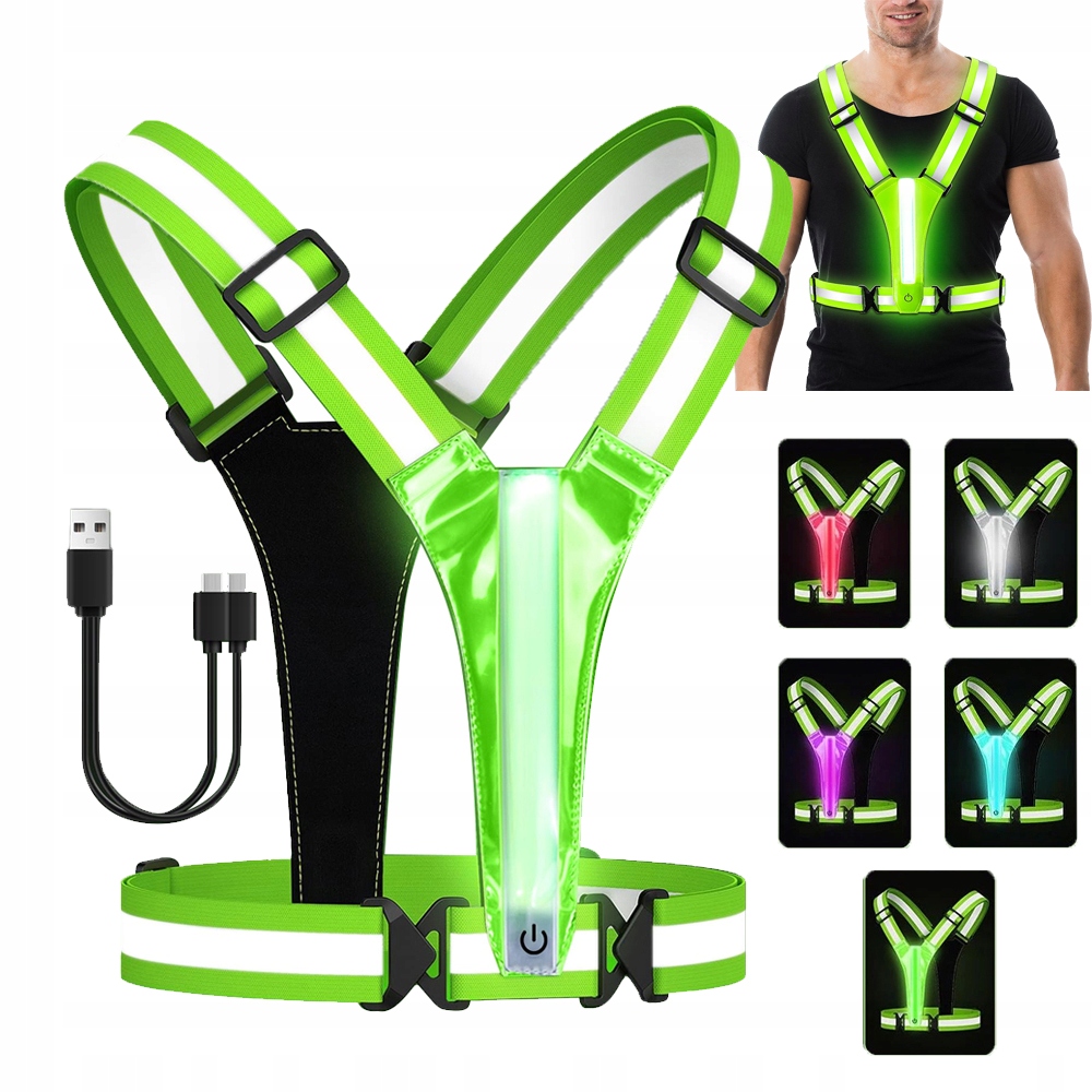 LED SZELKI ODBLASKOWE KAMIZELKA ODBLASKOWA DROGOWA NA ROWER DO BIEGANIA