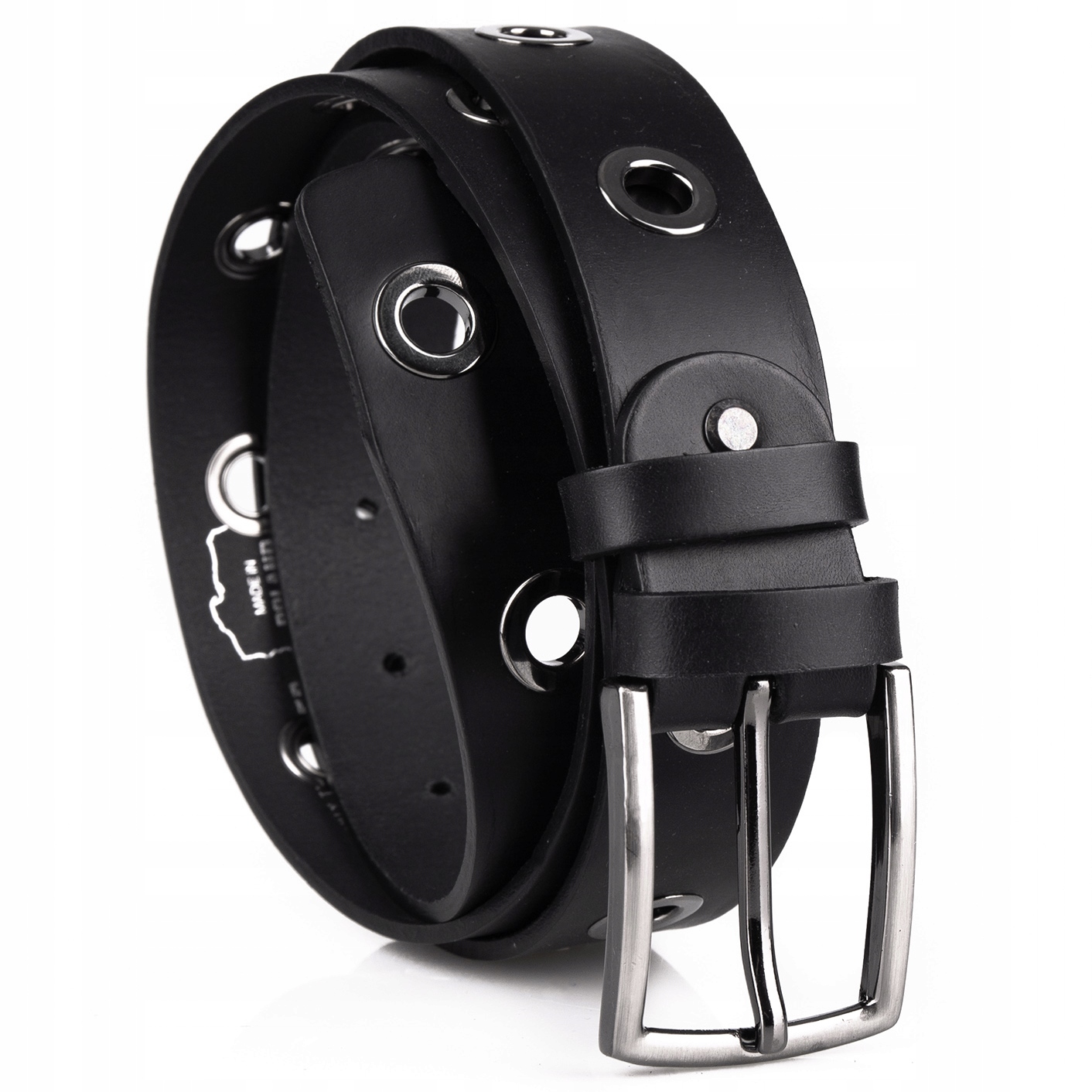 Dámský černý kožený Pásek Tomskór s poutky 95