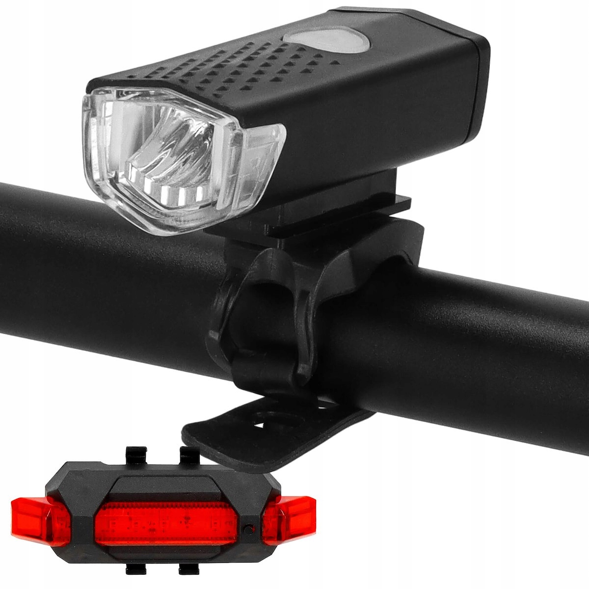 LAMPKA ROWEROWA LED PRZÓD NA USB MOCNA TYŁ ZESTAW KIEROWNICĘ ROWER ŚWIATŁO Liczba trybów świecenia 10