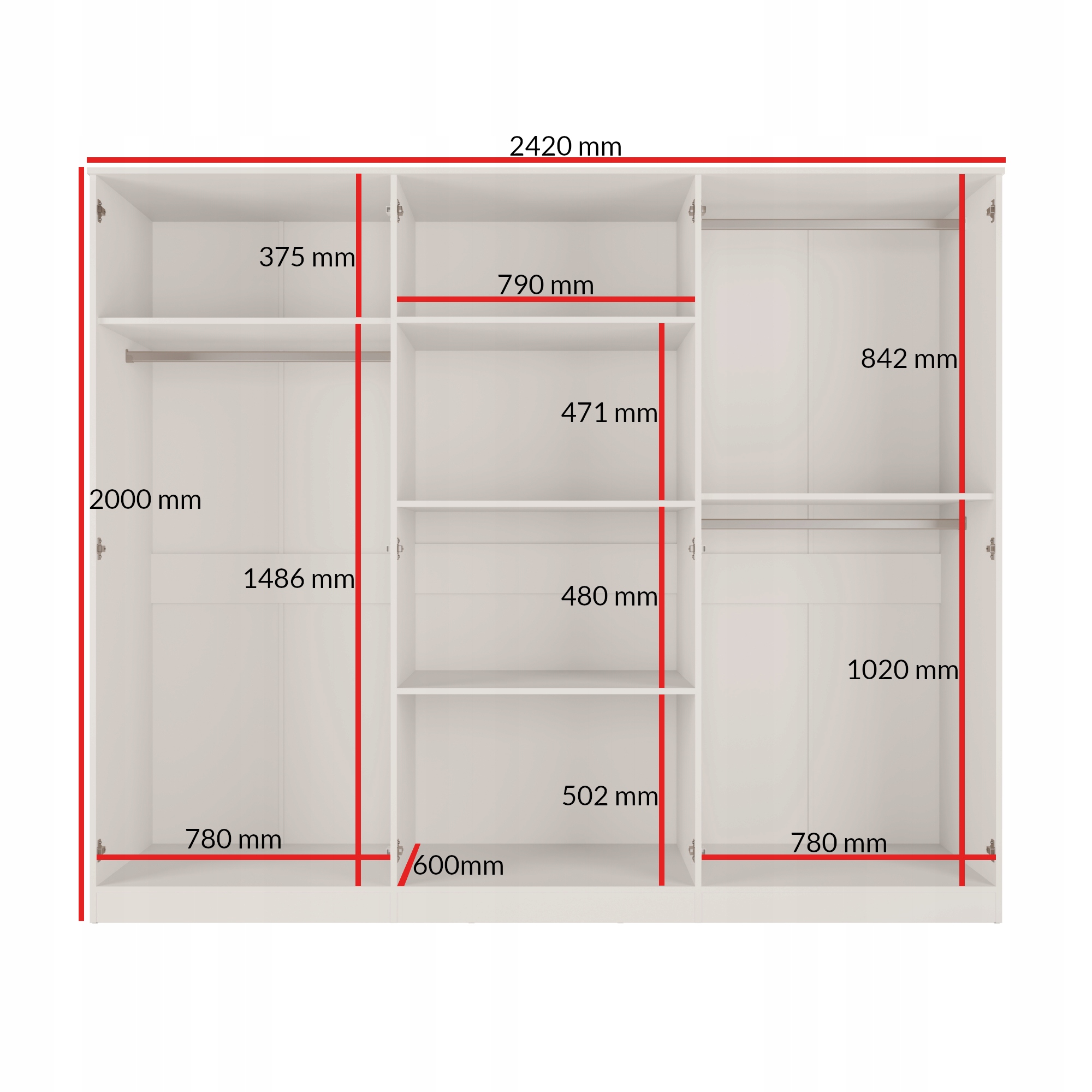 Szafa uchylna z lustrem Monza 6D 240 Kaszmir