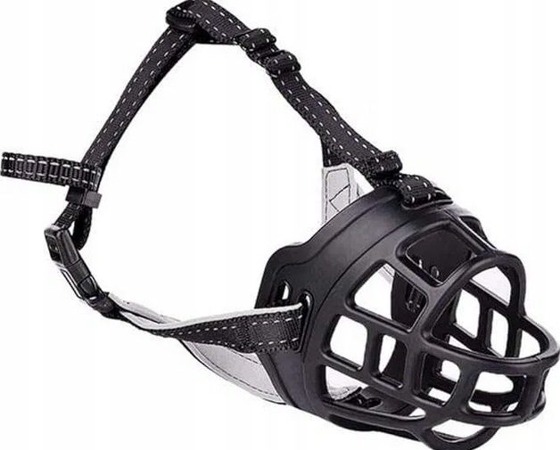 Levně Náhubek pro psa nastavitelný proti kousání a štěkání černý 6