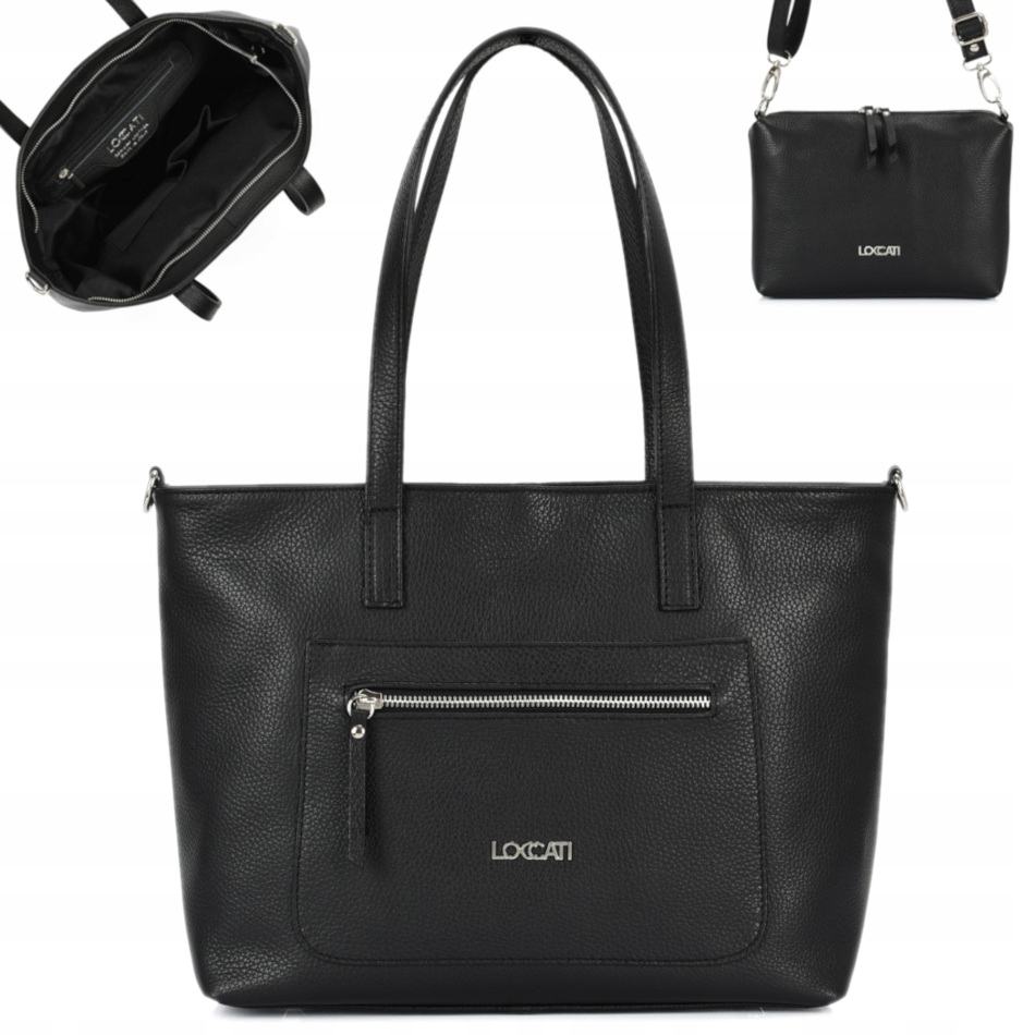 

Torebka shopper bag z kosmetyczką skórzana duża a4