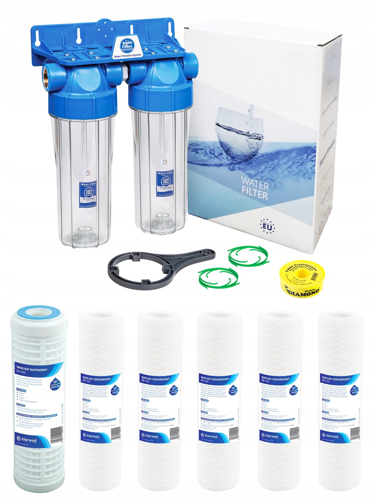 FILTR WODY WSTĘPNY CAŁY DOM 2 STOPNIOWY KORPUS 10'