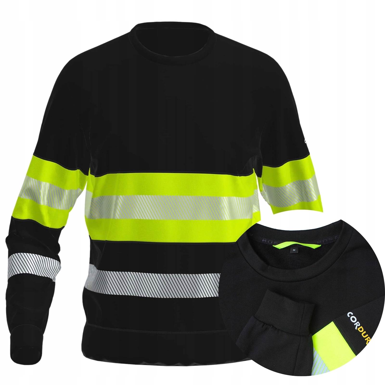 Bluza robocza odblaskowa czarna HiVi bawełniana ciepła BoSafety Onyx L