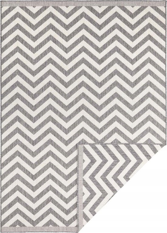 Koberec na terasu cik-cak sivý krémový 120x170 cm