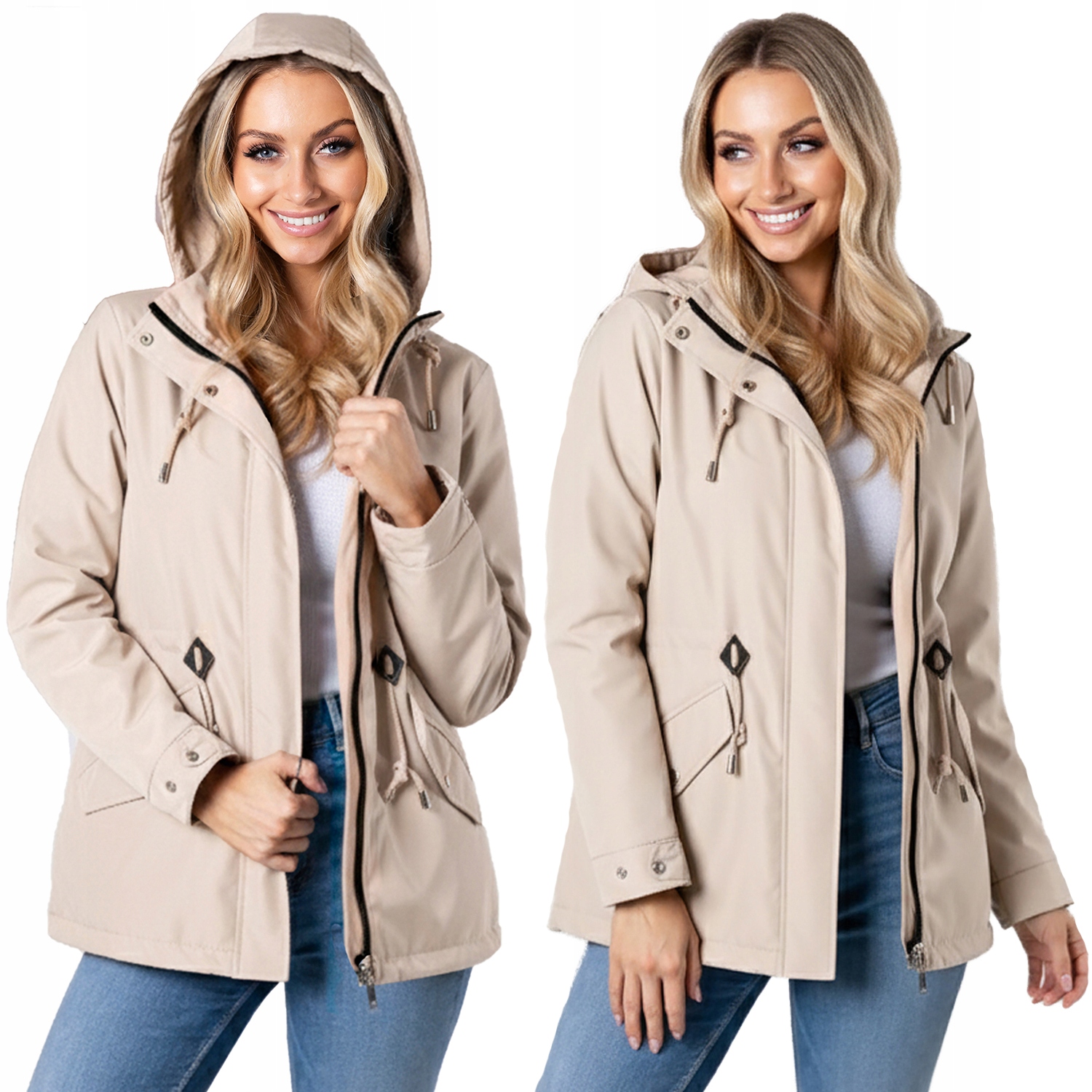 Jarní Vypasovaná bunda Parka s kapucí 4 Barvy Přechodová 5XL