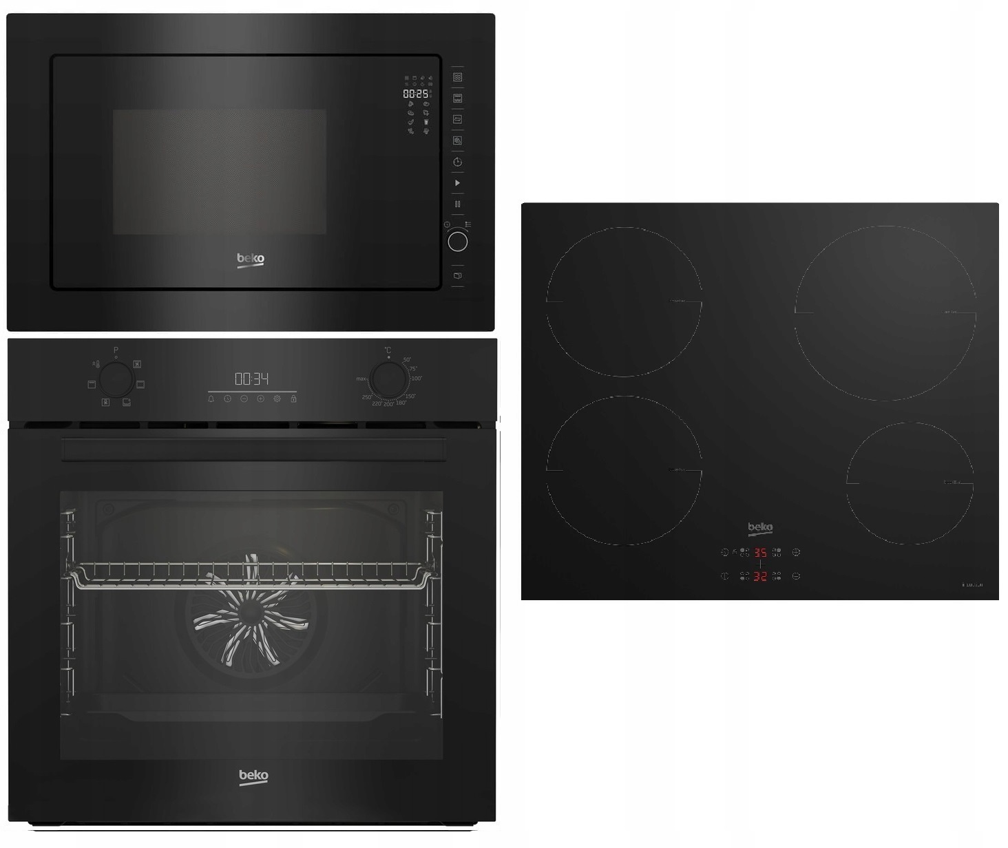 Zestaw do zabudowy BEKO Piekarnik + Mikrofalówka + Płyta indukcyjna