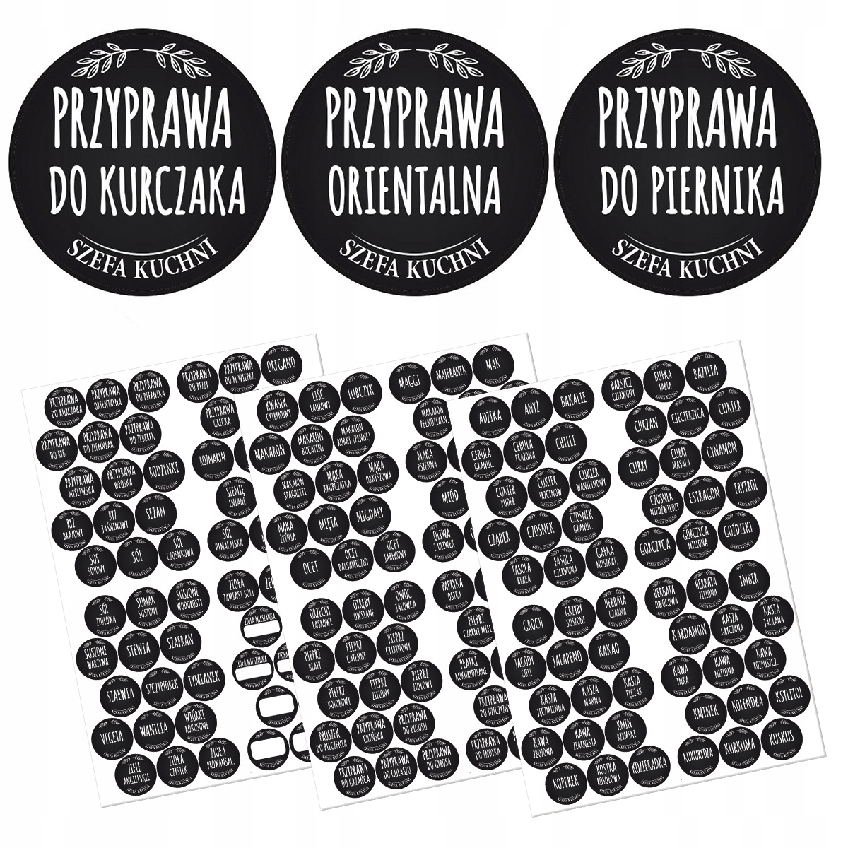 

Etykiety Naklejki na pojemniki przyprawy 180 szt.