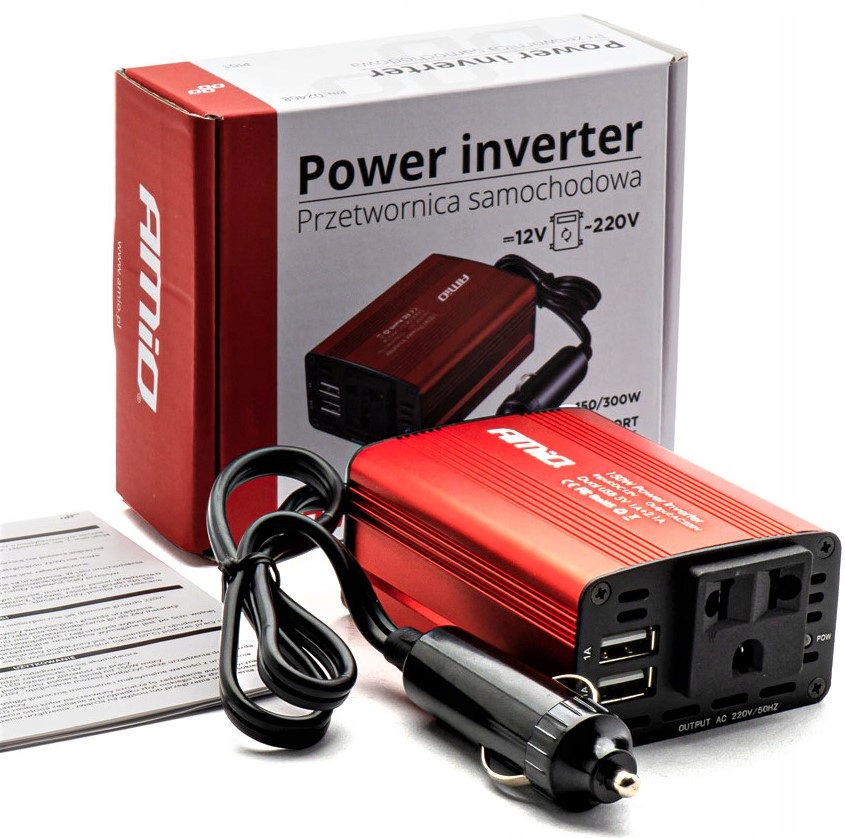 Przetwornica Samochodowa 12/230V 300W Eu Us Uk