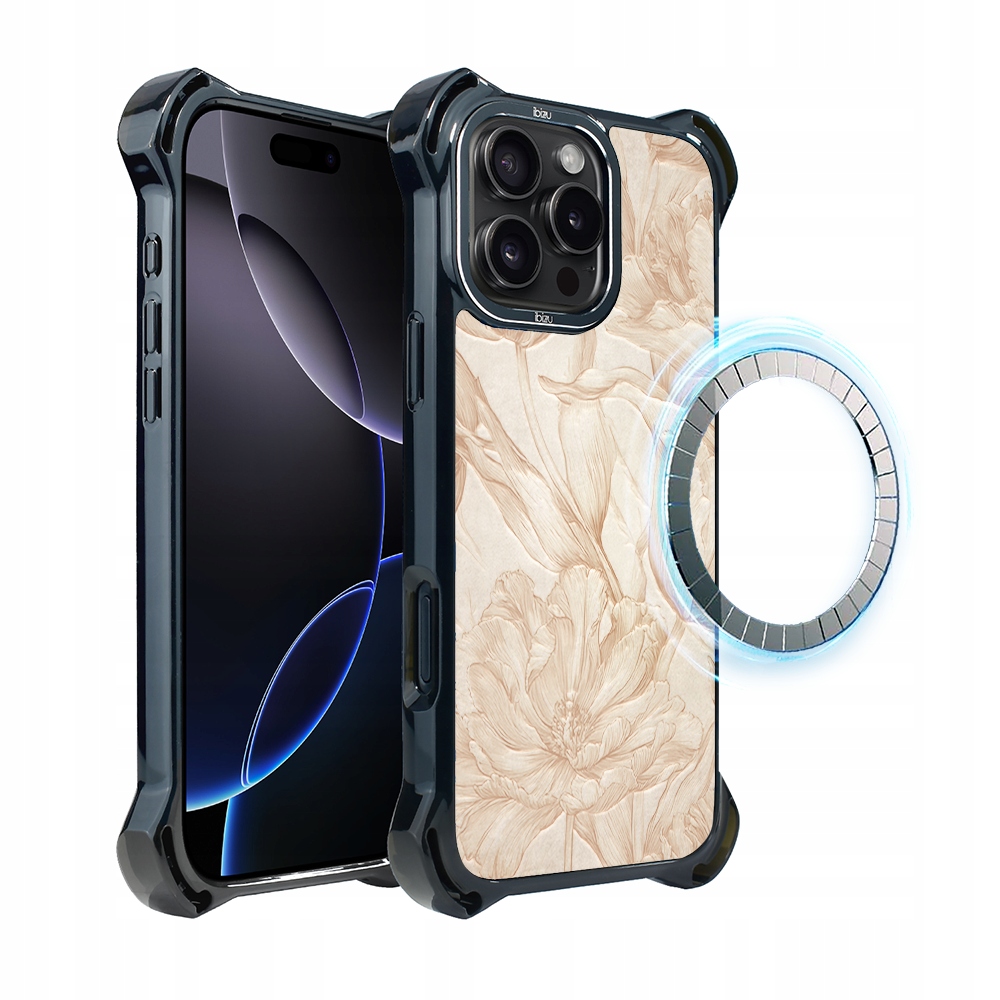 Pouzdro pro iPhone 16 Pro Ibizu DropGuard Ultra s MagSafe, botanický biskvit