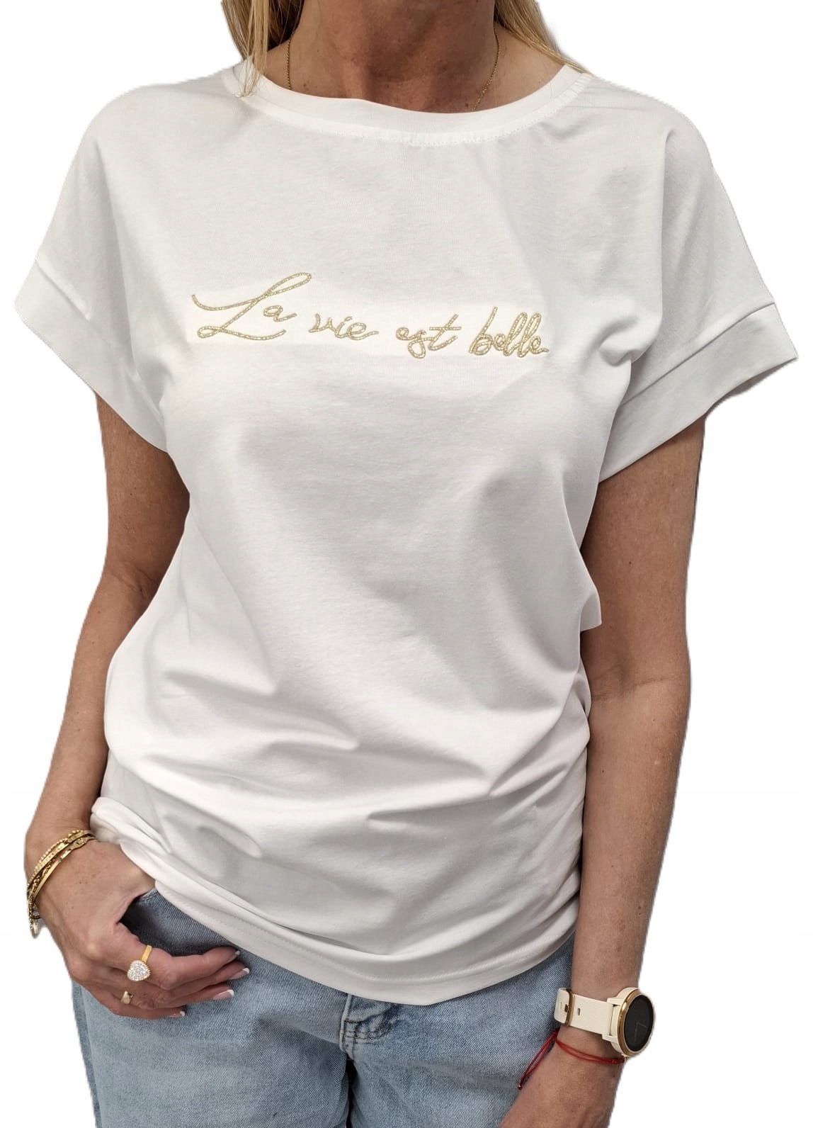 Cocomore Tričko Halenka s výšivkou Bílá Zlatá 36/S New
